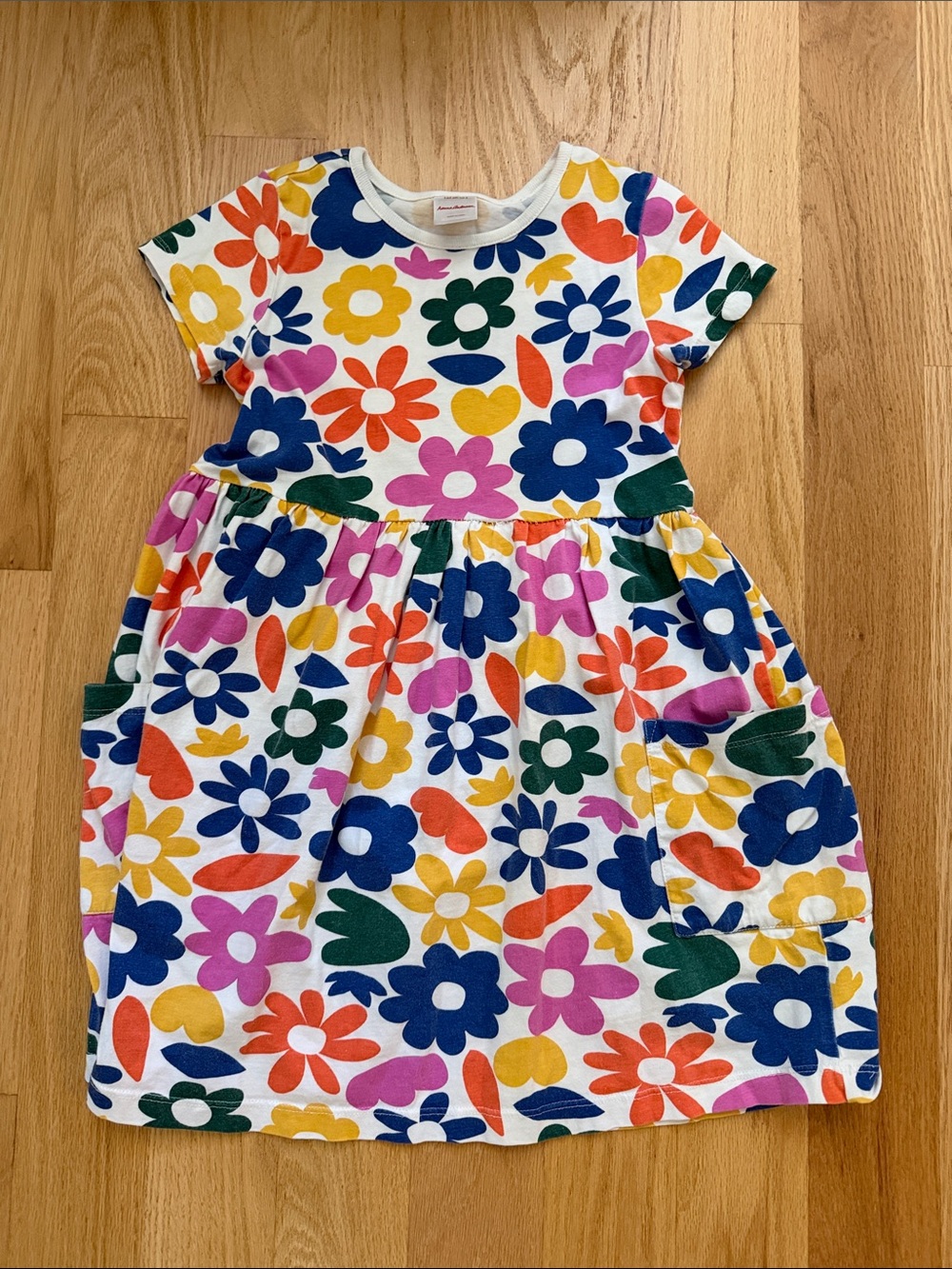 Hanna Andersson Colorful Floral Pocket Dress - Navy Pink Yellow Green Orange